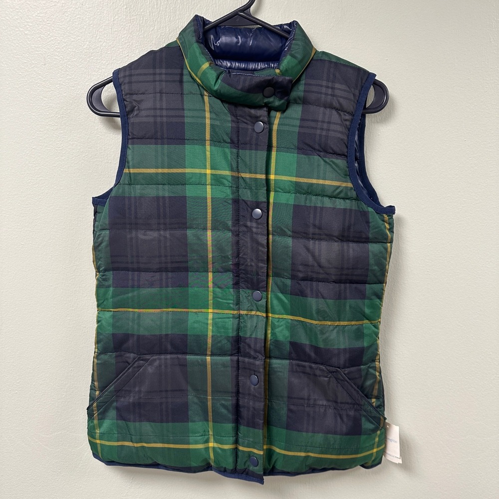 J.McLaughlin Breck Reversible Plaid Down Vest Green Navy XS NEW with tags
